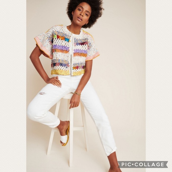 :Price Firm: Anthropologie Mia Hand-Knit Cropped Cardigan - Picture 8 of 9